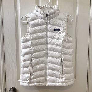 Patagonia Girls Down Sweater Puffer Vest Birch White Insulated Size XL 14 yrs